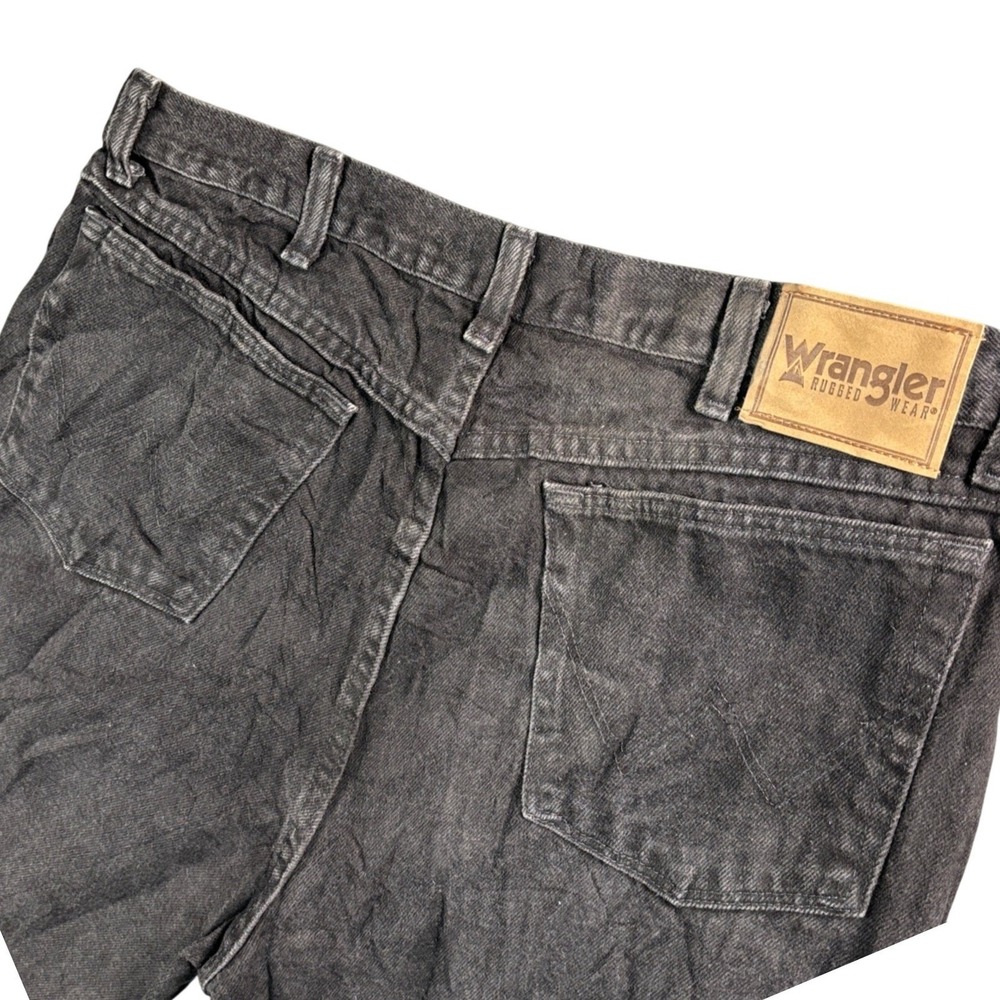 Wrangler Rugged Wear Black Wash Jeans Mens 34x33.5 Straight Leg Workwear Utility
